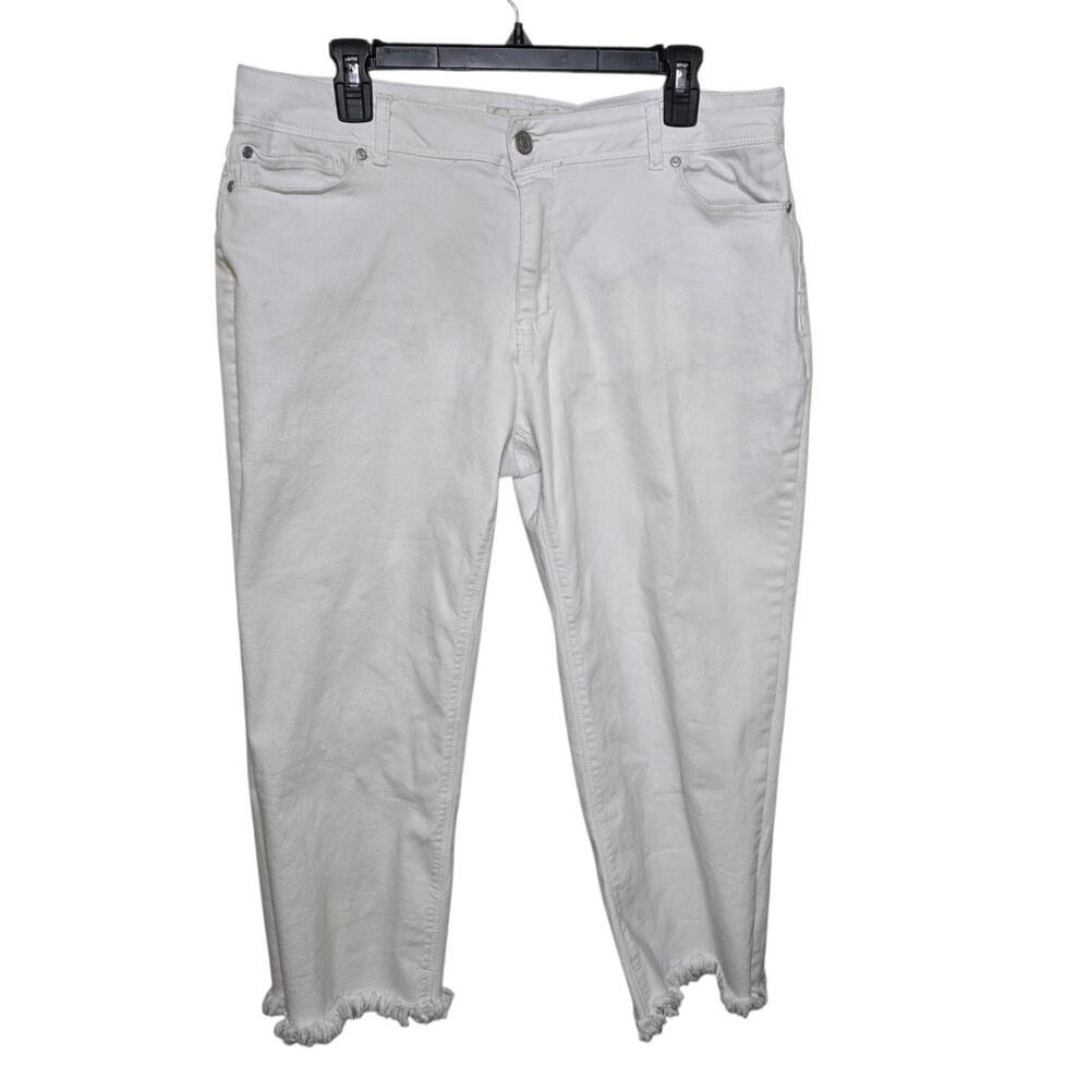 Women's Est. 1946 Denim White Midrise Crop Distressed Hem Jeans - 16 Classic - Picture 2 of 11